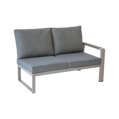 lounge sofa 2-sed desno Lissabon iz aluminija - barva aluminija: siva aluminij, barva blaga: temno siva