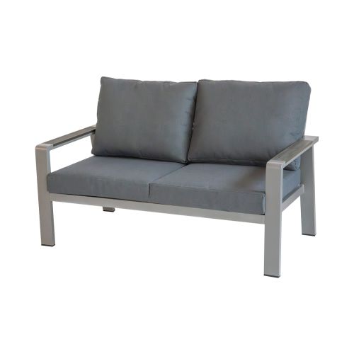 lounge sofa 2-sed Lissabon iz aluminija - barva aluminija: siva aluminij, barva blaga: temno siva