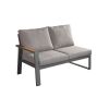 lounge sofa 2-sed levo Lissabon iz aluminija - barva aluminija: siva aluminij, barva blaga: temno siva