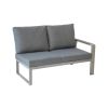 lounge sofa 2-sed desno Lissabon iz aluminija - barva aluminija: siva aluminij, barva blaga: temno siva