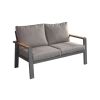 lounge sofa 2-sed Lissabon iz aluminija - barva aluminija: siva aluminij, barva blaga: temno siva