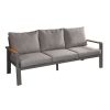 lounge sofa 3-sed Lissabon iz aluminija - barva aluminija: siva aluminij, barva blaga: temno siva