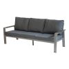 lounge sofa 3-sed Lissabon iz aluminija - barva aluminija: siva aluminij, barva blaga: temno siva