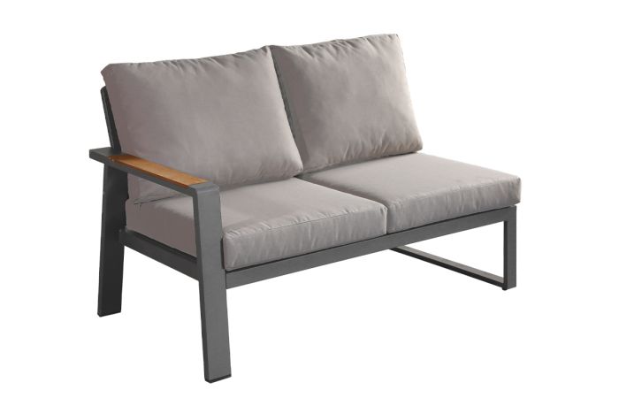 lounge sofa 2-sed levo Lissabon iz aluminija - barva aluminija: siva aluminij, barva blaga: temno siva