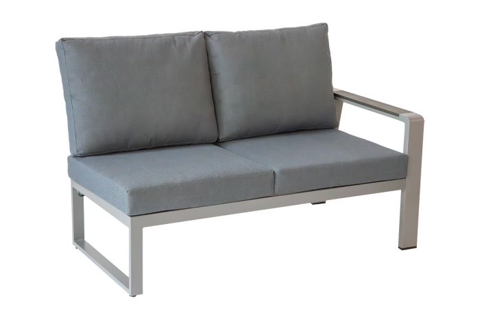 lounge sofa 2-sed desno Lissabon iz aluminija - barva aluminija: siva aluminij, barva blaga: temno siva