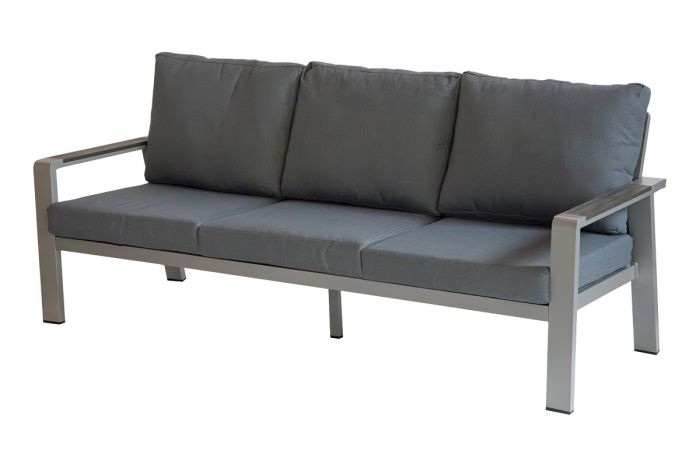 lounge sofa 3-sed Lissabon iz aluminija - barva aluminija: siva aluminij, barva blaga: temno siva