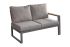 lounge sofa 2-sed desno Lissabon iz aluminija - barva aluminija: siva aluminij, barva blaga: temno siva