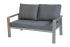 lounge sofa 2-sed Lissabon iz aluminija - barva aluminija: siva aluminij, barva blaga: temno siva