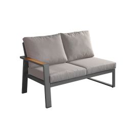 lounge sofa 2-sed levo Lissabon iz aluminija - barva aluminija: siva aluminij, barva blaga: temno siva