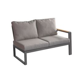 lounge sofa 2-sed desno Lissabon iz aluminija - barva aluminija: siva aluminij, barva blaga: temno siva