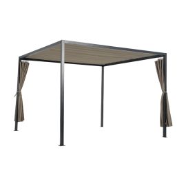 Pergola Lille z zaveso iz aluminija - barva: sivi aluminij, barva zavese: taupe, dolžina: 3000 mm, širina: 3000 mm, višina: 2100 mm