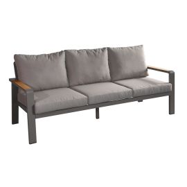 lounge sofa 3-sed Lissabon iz aluminija - barva aluminija: siva aluminij, barva blaga: temno siva